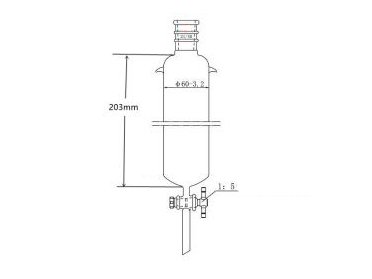 MSE PRO Strengthened Port, with Ears, Chromatography Column, φ60mm, Effective Length 203mm, Aperture of the Gate: 4mm, 24/40