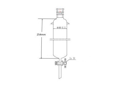 MSE PRO Strengthened Port, with Ears, Chromatography Column, φ60mm, Effective Length 254mm, Aperture of the Gate: 4mm, 24/40