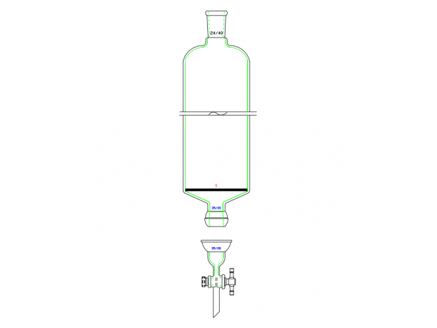 MSE PRO Split 35/20 Ball Bowl Connection, with Sand Plate Chromatography Column, φ80mm, Effective Length 305mm, Gate Aperture: 4mm, 24/40