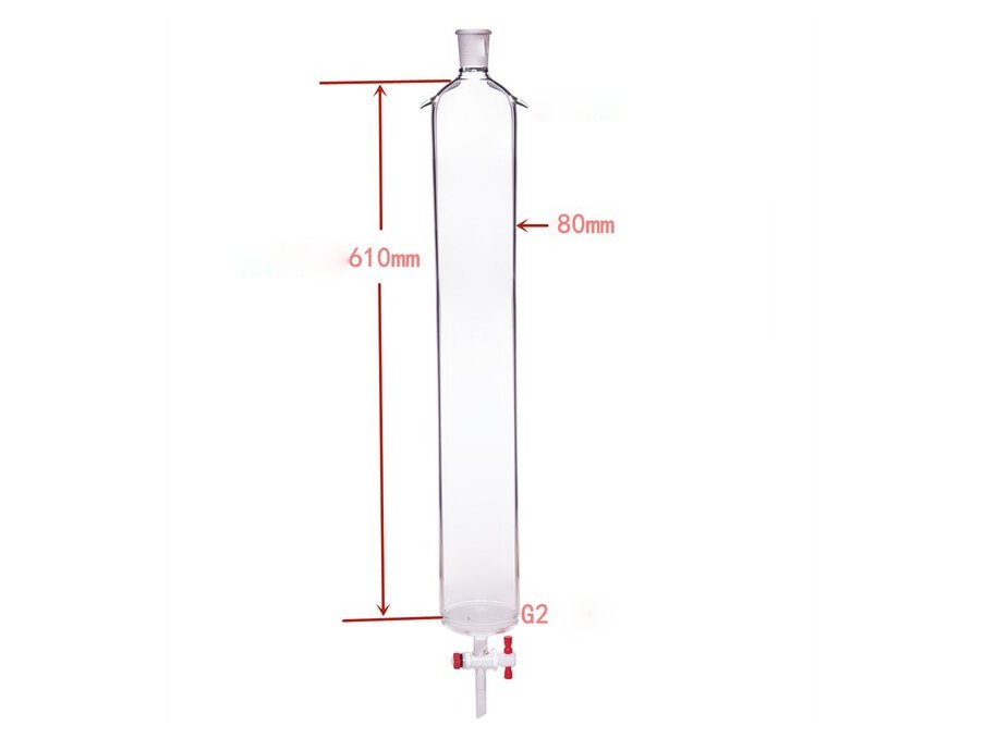 MSE PRO Sand Plate Chromatography Column with Ears, φ80mm, Effective Length 610mm, Gate Aperture: 4mm, 24/40 - MSE Supplies LLC