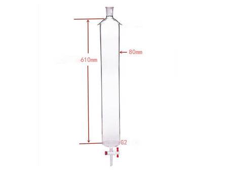 MSE PRO Sand Plate Chromatography Column with Ears, φ80mm, Effective Length 610mm, Gate Aperture: 4mm, 24/40 - MSE Supplies LLC