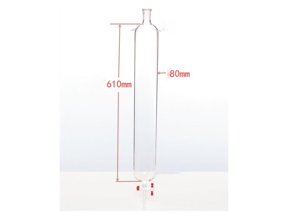 MSE PRO Plus Ears Chromatography Column, φ80mm, Effective Length 610mm, Gate Aperture: 4mm, 24/40 - MSE Supplies LLC
