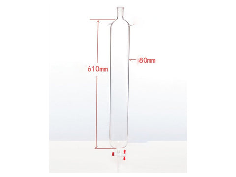 MSE PRO Plus Ears Chromatography Column, φ80mm, Effective Length 610mm, Gate Aperture: 4mm, 24/40 - MSE Supplies LLC