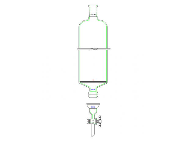 MSE PRO Split 35/20 Ball Bowl Connection, with Sand Plate Chromatography Column, φ80mm, Effective Length 800mm, Gate Aperture: 4mm, 24/40 - MSE Supplies LLC