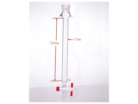 MSE PRO Sand Plate Chromatography Column with Ears, φ17mm, Effective Length 203mm, Gate Aperture: 2mm, 19/22 - MSE Supplies LLC