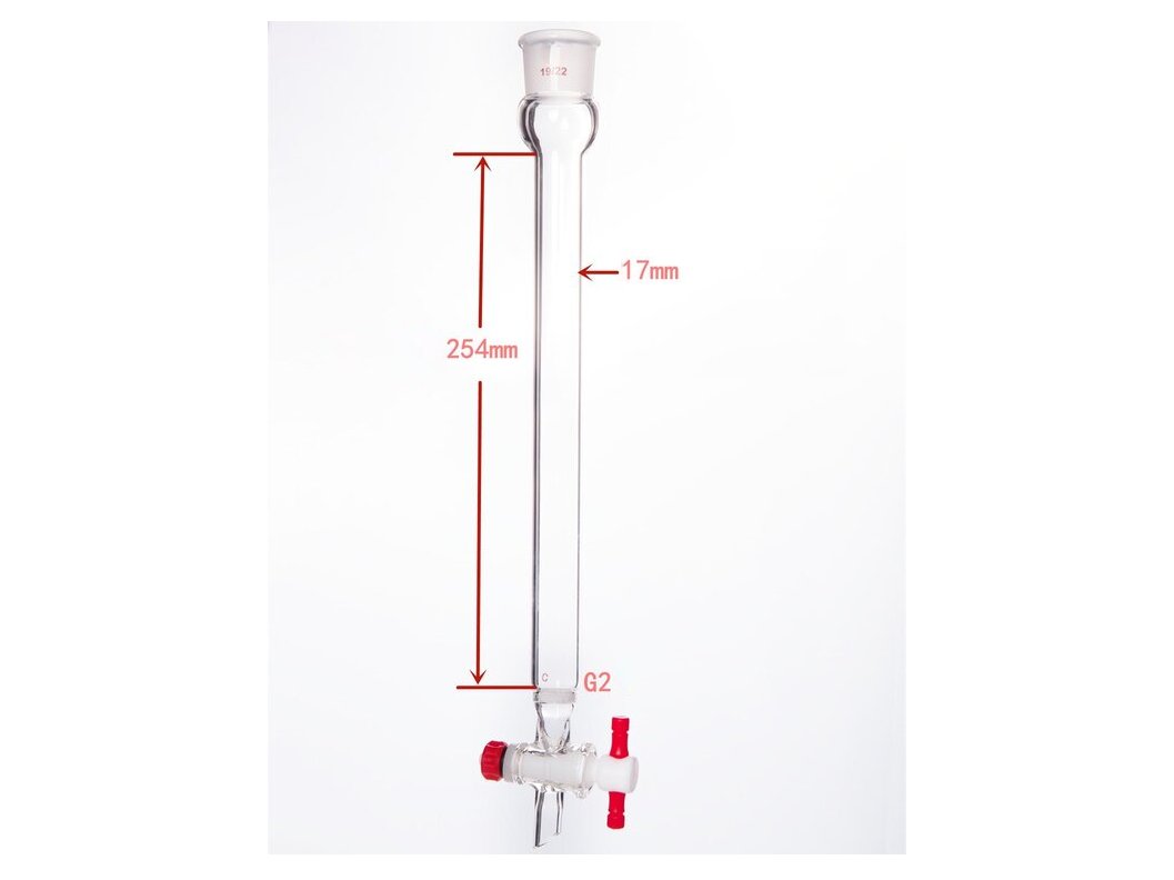 MSE PRO Sand Plate Chromatography Column, φ17mm, Effective Length 254mm, Gate Aperture: 2mm, 19/22