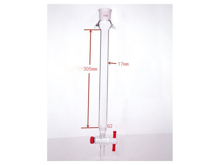 MSE PRO Sand Plate Chromatography Column with Ears, φ17mm, Effective Length 305mm, Gate Aperture: 2mm, 19/22 - MSE Supplies LLC