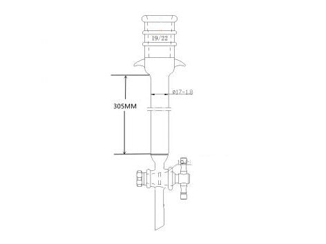 MSE PRO Strengthened Port, with Ears, Sand Plate Chromatography Column, φ17mm, Effective Length 305mm, Gate Aperture: 2mm, 19/22 - MSE Supplies LLC