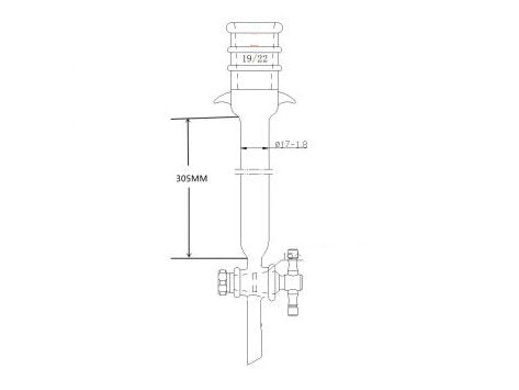 MSE PRO Strengthened Port, with Ears, Chromatography Column, φ17mm, Effective Length 305mm, Aperture of the Gate: 2mm, 19/22 - MSE Supplies LLC