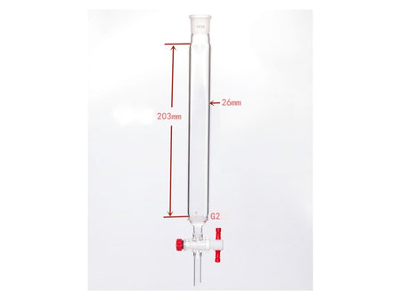 MSE PRO Sand Plate Chromatography Column, φ26mm, Effective Length 203mm, Gate Aperture: 2mm, 19/22 - MSE Supplies LLC