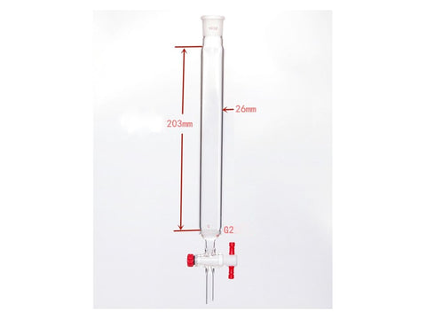 MSE PRO Sand Plate Chromatography Column, φ26mm, Effective Length 203mm, Gate Aperture: 2mm, 19/22 - MSE Supplies LLC