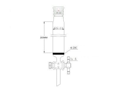 MSE PRO Strengthened Port, with Sand Plate Chromatography Column, φ26mm, Effective Length 203mm, Gate Aperture: 2mm, 19/22 - MSE Supplies LLC