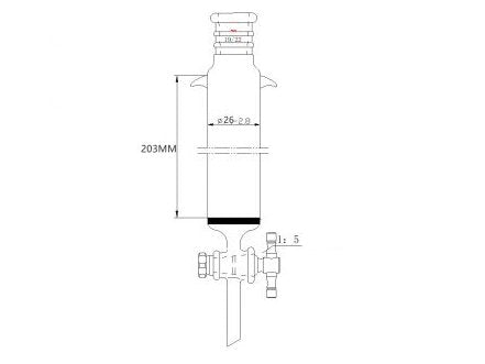 MSE PRO Strengthened Port, with Ears, Sand Plate Chromatography Column, φ26mm, Effective Length 203mm, Gate Aperture: 2mm, 19/22 - MSE Supplies LLC