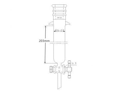 MSE PRO Strengthened Port, with Ears, Chromatography Column, φ26mm, Effective Length 203mm, Aperture of the Gate: 2mm, 19/22 - MSE Supplies LLC