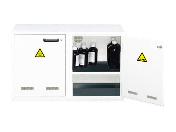 Ecosafe 2- Door Under-Bench Safety Cabinet - 2 Compartments, Including PVC Equipments for Acids - MSE Supplies LLC