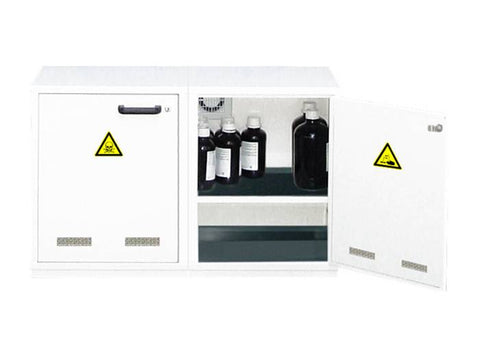Ecosafe 2- Door Ventilated Under-Bench Safety Cabinet - 2 Compartments, Including PVC Equipments for Acids - MSE Supplies LLC