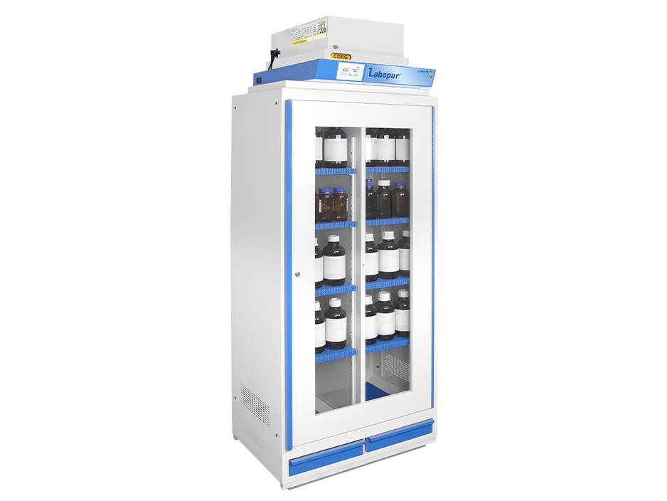 Ecosafe 1- Glass Door Tall Safety Cabinet with Filtration - 2 Compartments - MSE Supplies LLC