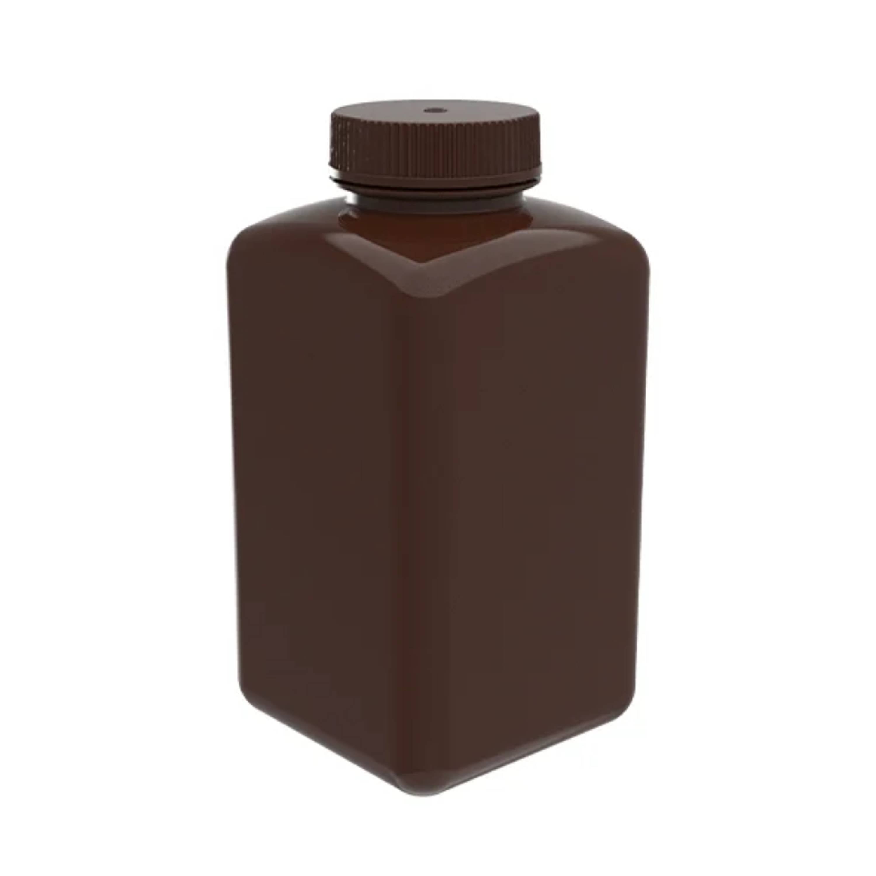 AHN MyBottle w/ Cap 1 L Square Bottom HDPE Amber Reagent Bottle (2x12 Pcs)