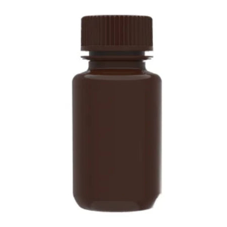 AHN MyBottle w/ Cap 60 ml Wide HDPE Sterile Individually Wrapped Amber Reagent Bottle (250 Pcs)