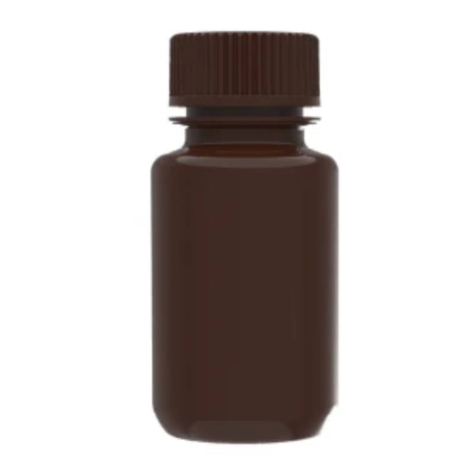 AHN MyBottle w/ Cap 60 ml Wide HDPE Sterile Individually Wrapped Amber Reagent Bottle (250 Pcs)