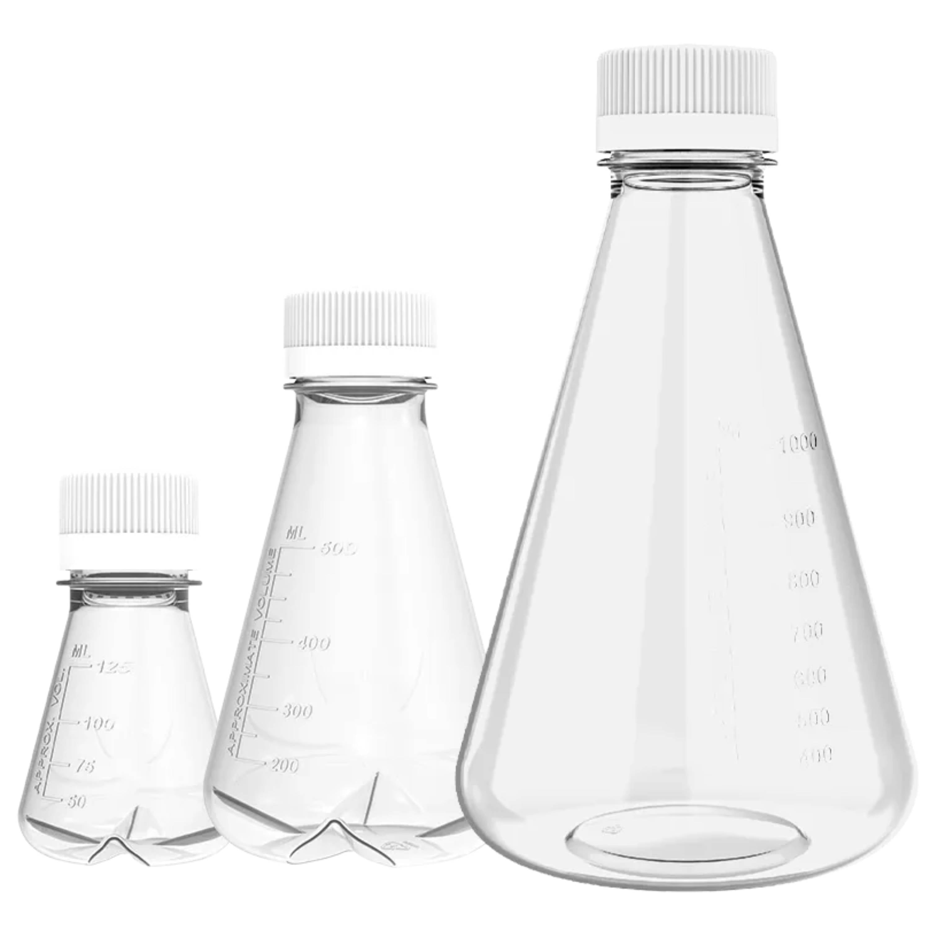 AHN MyBottle w/Cap PC Baffled Bottom Non-Vented Sterile Erlenmeyer Flask(250/500ml)(12 Pcs)