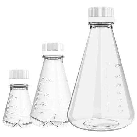 AHN MyBottle w/Cap PC Baffled Bottom Non-Vented Sterile Erlenmeyer Flask(250/500ml)(12 Pcs)