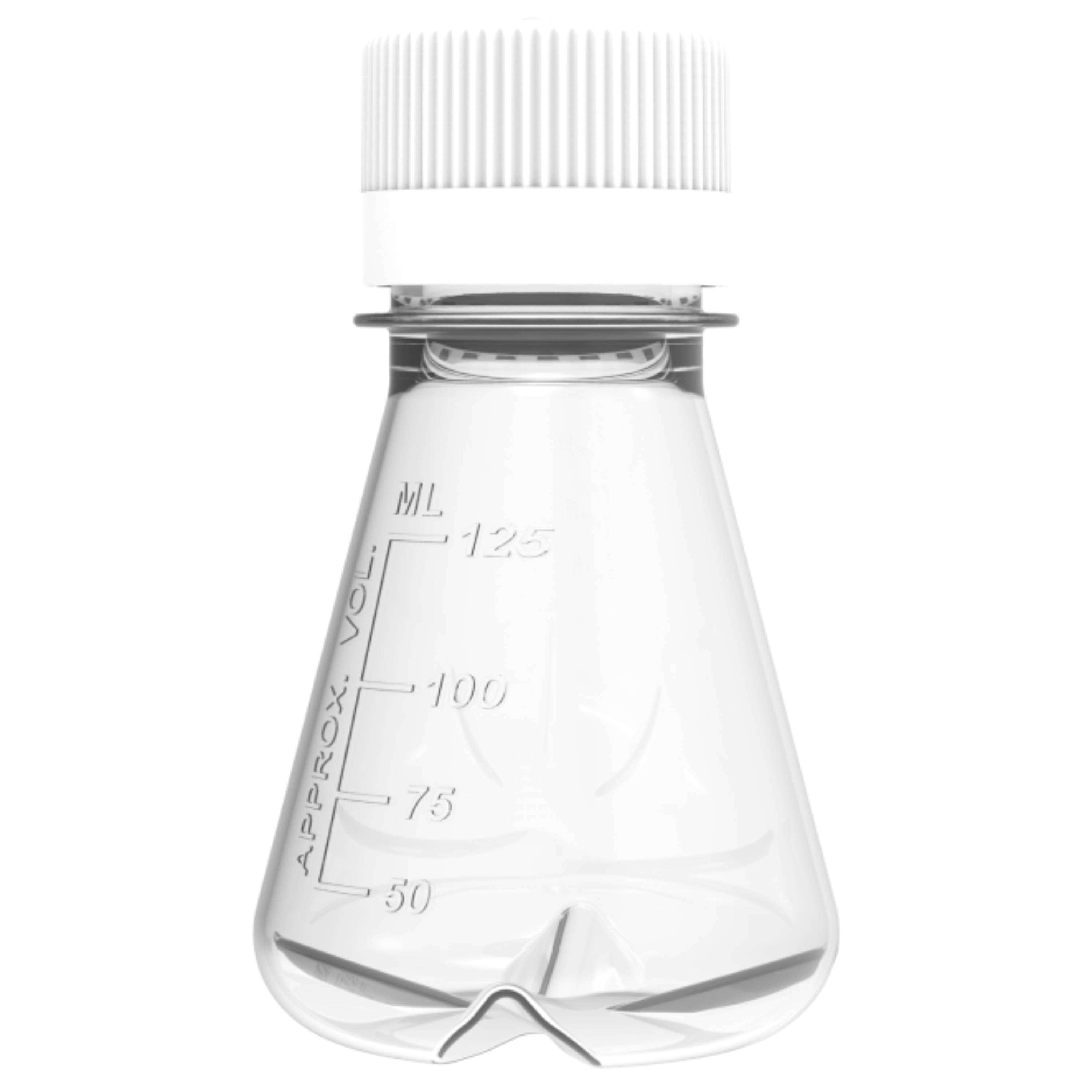 AHN MyBottle w/Cap 125 ml PC Baffled Bottom Vented Sterile Erlenmeyer Flask(24 Pcs)