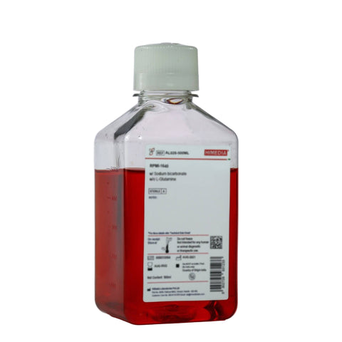 HIMEDIA RPMI-1640 w/ L-Glutamine and 2gms Glucose Per Litre and 0.165 Moles Per Litre MOPS Buffer w/o Sodium Bicarbonate 500ML