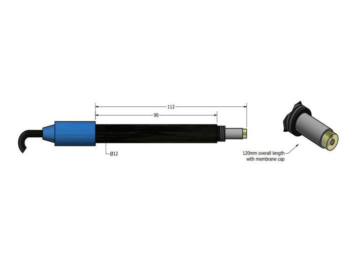 AMEL Membrane Electrode for Dissolved Oxygen With Embedded Temperature Sensor, Pt-Ag Sensor, Ø12 X 120mm - MSE Supplies LLC