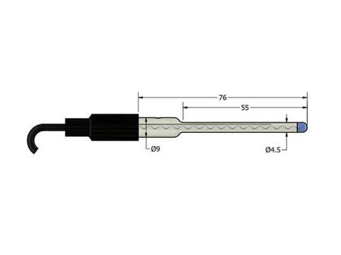 AMEL Combined pH Electrode with Ag/AgCl Reference, Glass Body, Ø4.5 x 55mm, Through Cable, 3.3M KCl, Electrochemical Products, AMEL, MSE Supplies