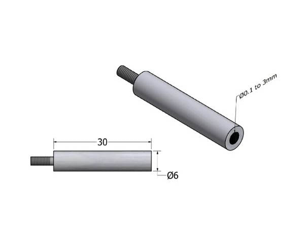 AMEL Silver Tip Ø0.01mm, Ø6x30mm PTFE Body - MSE Supplies LLC