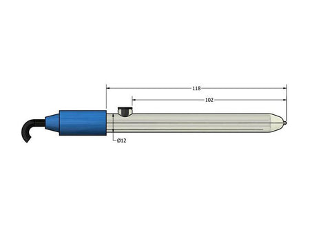 AMEL Combined Electrode, Silver Tip and Ag/AgCl Reference Electrode, Glass Body, Ø12 x 120mm, Through Cable - MSE Supplies LLC