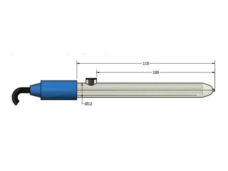 AMEL Combined Electrode, Platinum Tip and Ag/AgCl Reference Electrode, Glass Body, Ø12 x 120mm, Through Cable - MSE Supplies LLC