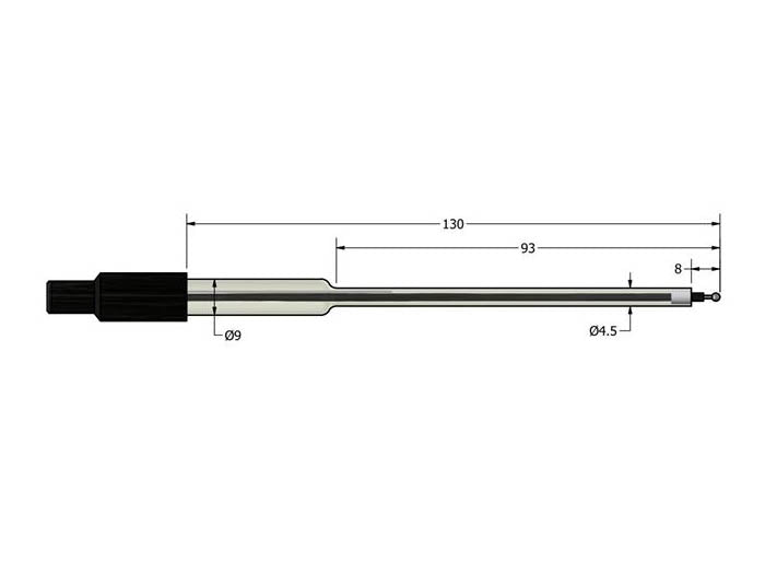 AMEL Combined Electrode, Platinum Tip and Ag/AgCl Reference Electrode, Glass Body, Ø4.5 x 93mm, LEMO Connector, for EC Minicell - MSE Supplies LLC