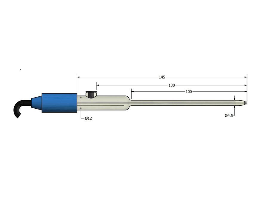 AMEL Combined Electrode, Platinum Tip and Ag/AgCl Reference Electrode, Glass Body, Ø4.5 x 120mm, Through Cable - MSE Supplies LLC