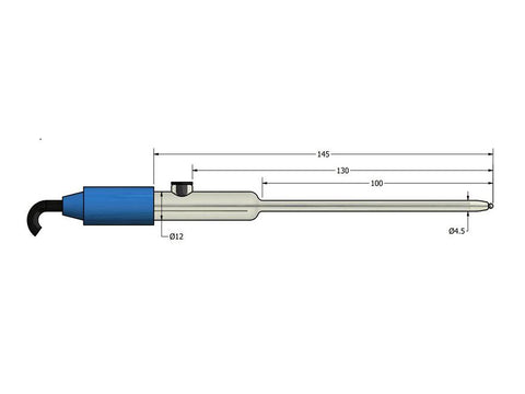 AMEL Combined Electrode, Platinum Tip and Ag/AgCl Reference Electrode, Glass Body, Ø4.5 x 120mm, Through Cable - MSE Supplies LLC