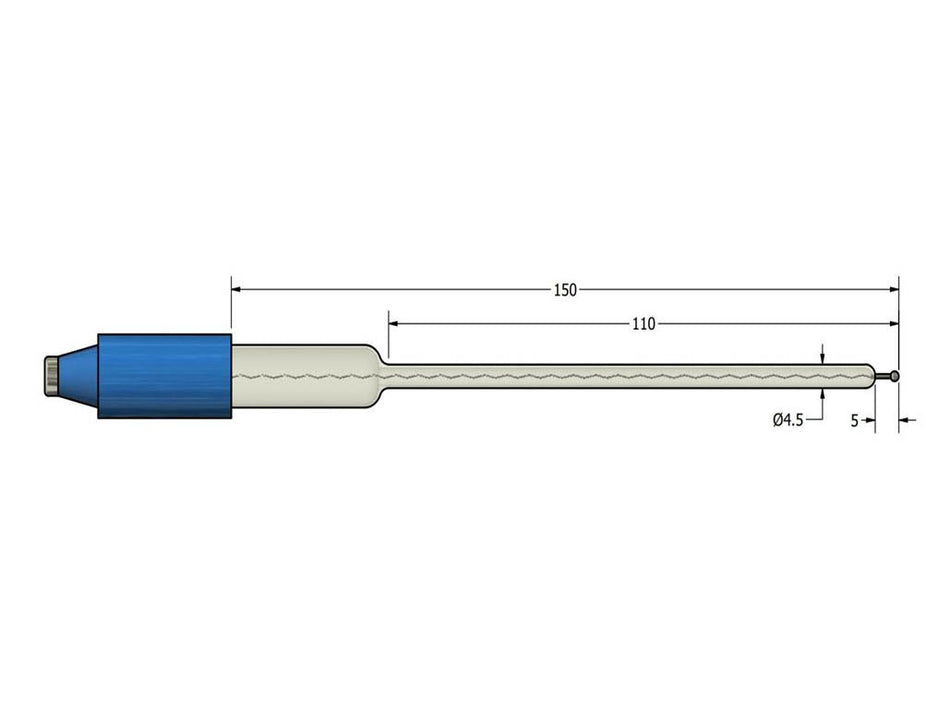 AMEL Platinum Tip Electrode, Glass Body, Ø4.5 X 110mm, 4mm Banana Plug - MSE Supplies LLC