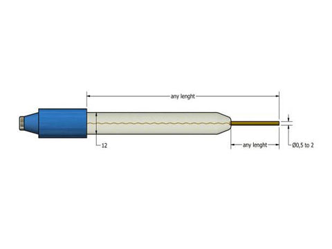 AMEL Gold Tip Electrode, Glass Body, Ø12, 4mm Banana Plug, Electrochemical Products, AMEL, MSE Supplies