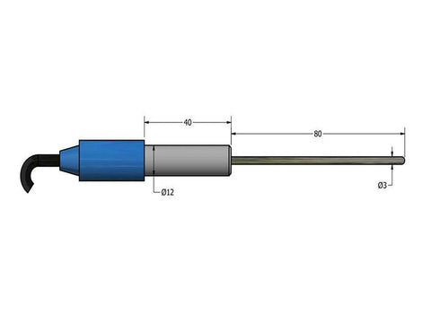 AMEL Thermometric Probe, Stainless Steel Body, Ø12 X 125mm, 0-100°C, Through Cable - MSE Supplies LLC