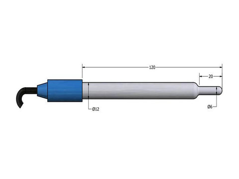 AMEL Thermometric Probe, Glass Body, Ø12 X 125mm, 0-100°C, Through Cable - MSE Supplies LLC