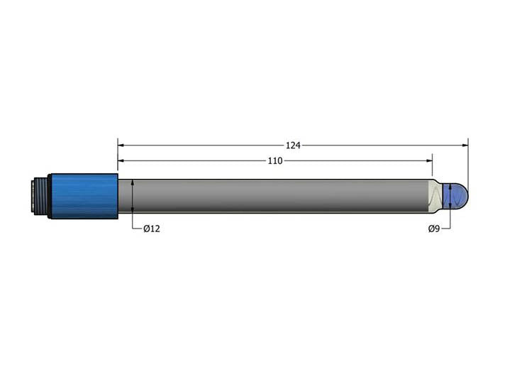 AMEL pH Membrane Electrode, Glass Body, Ø12 X 124mm, S7 Connector, 3.3m KCl - MSE Supplies LLC