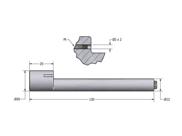 AMEL Platinum Tip Electrode, Plastic Body, 4mm Banana Plug, For Analysis On Small Powder Volumes, Electrochemical Products, AMEL, MSE Supplies