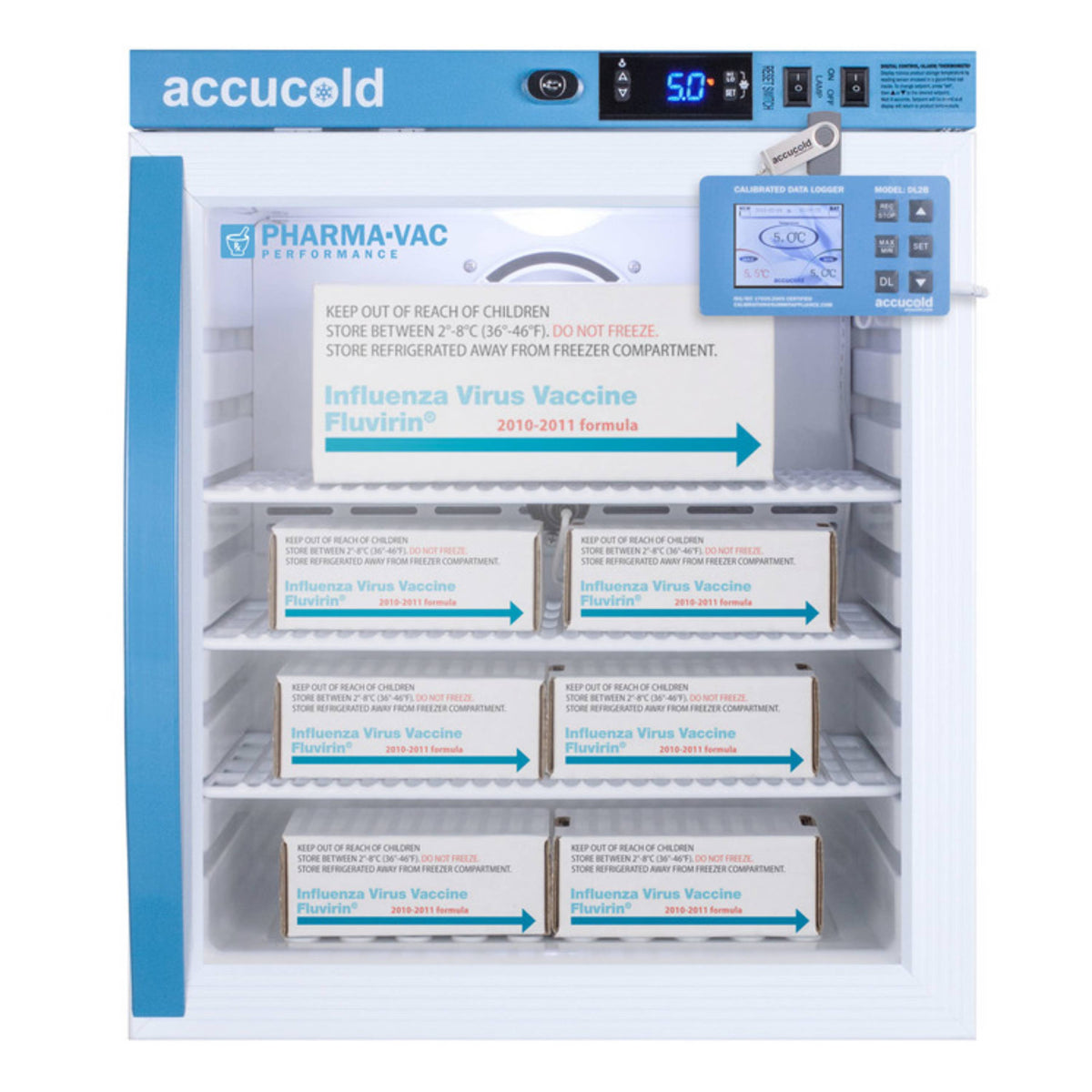 Accucold 1 Cu.Ft. Compact Vaccine Refrigerator, Glass Door w/ DL2B