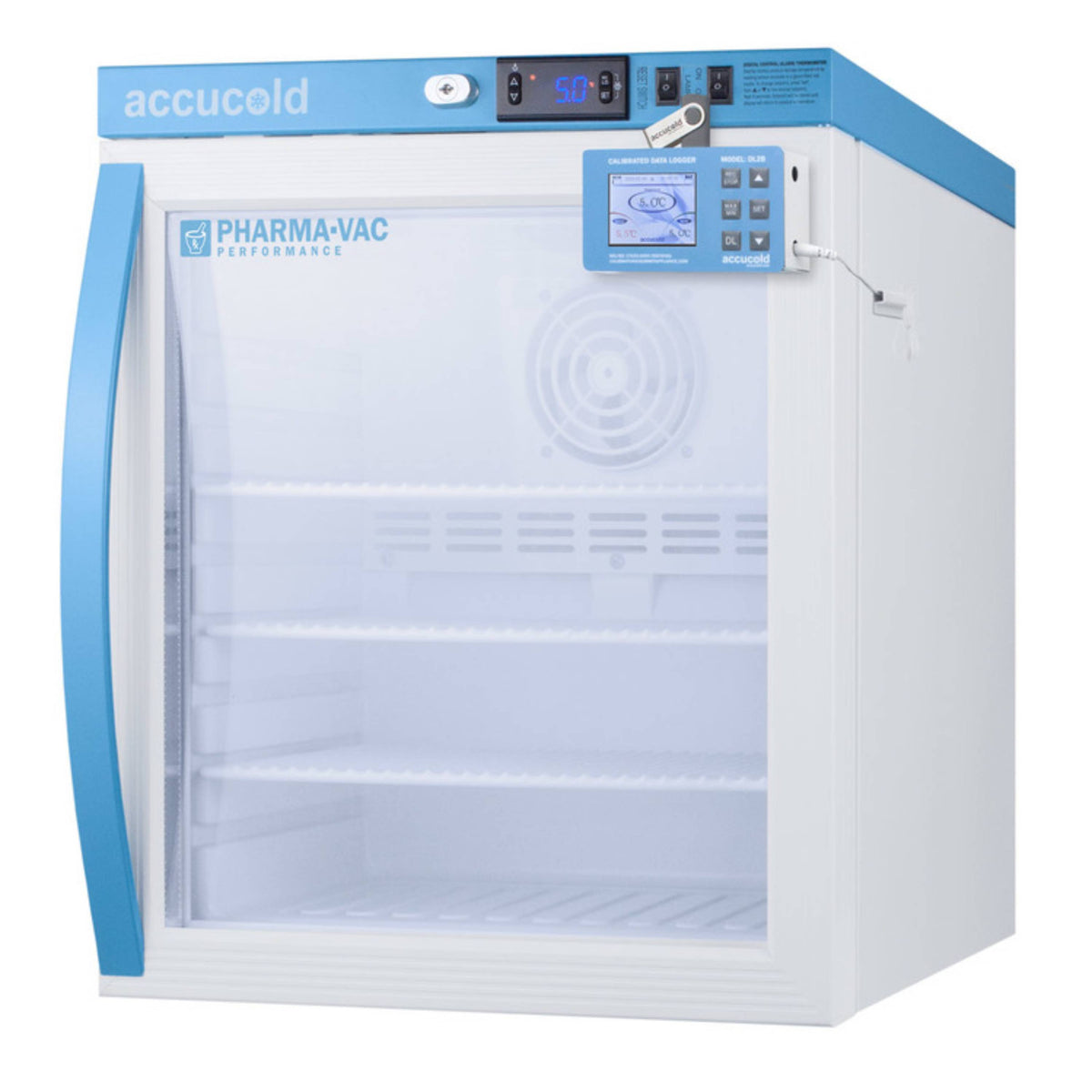 Accucold 1 Cu.Ft. Compact Vaccine Refrigerator, Glass Door w/ DL2B