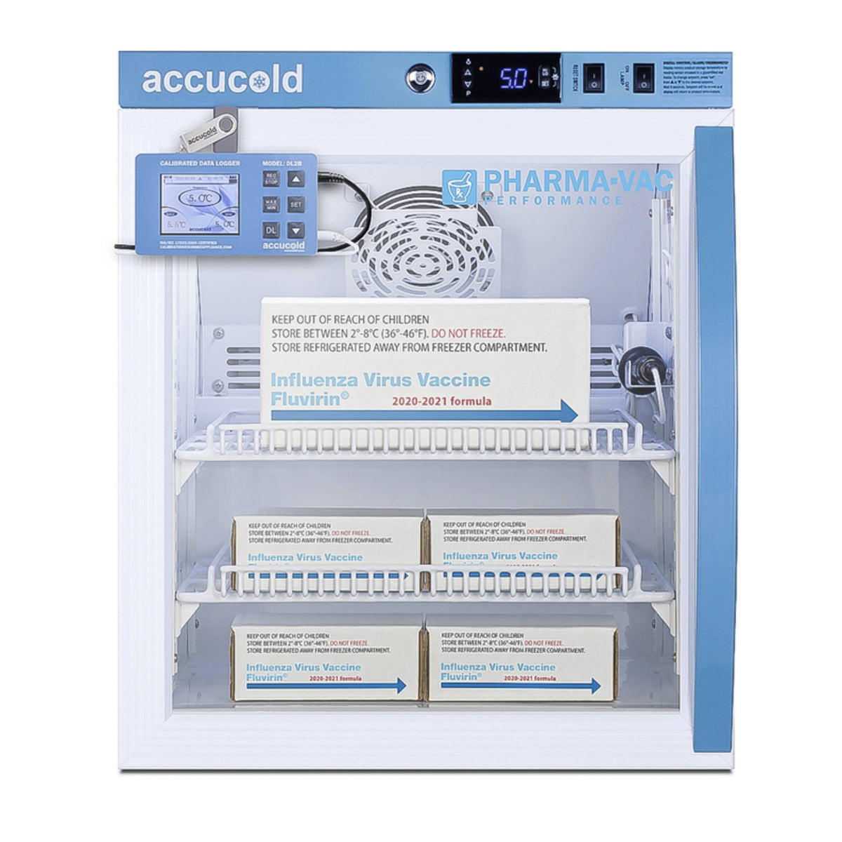 Accucold 1.94 Cu.Ft. Compact Vaccine Refrigerator, Glass Door w/ DL2B