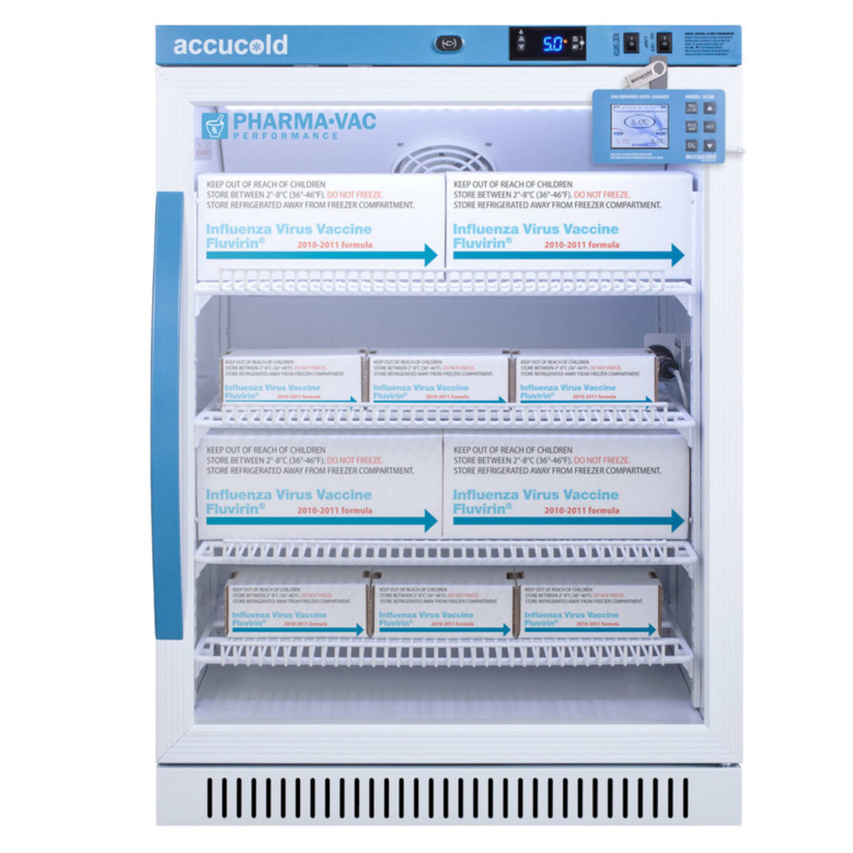 Accucold 6 Cu.Ft. ADA Height Vaccine Refrigerator, Glass Door w/ DL2B