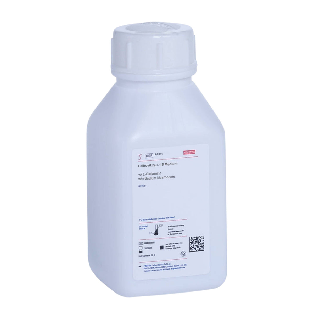 HIMEDIA Leibovitz’s L-15 Medium w/ L-Glutamine w/ L-Glutamine w/o Sodium Bicarbonate 5L