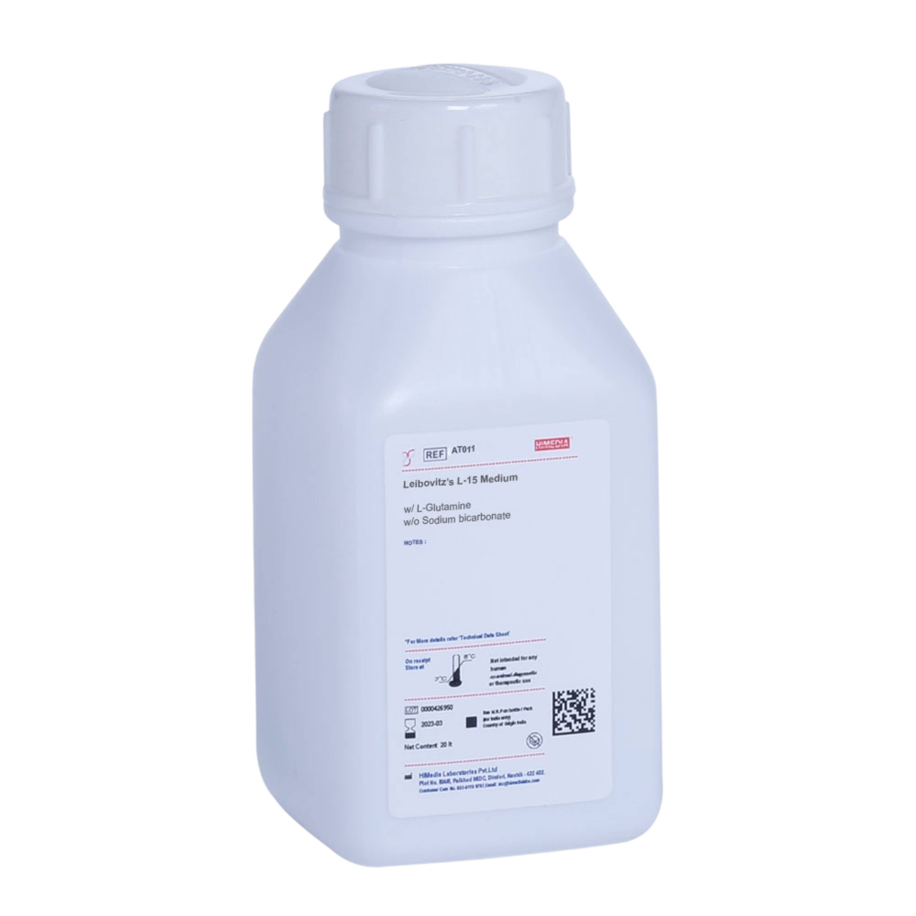 HIMEDIA Leibovitz’s L-15 Medium w/ L-Glutamine w/ L-Glutamine w/o Sodium Bicarbonate 5L