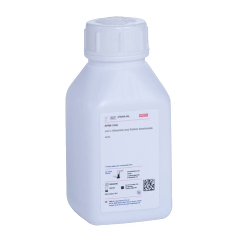 HIMEDIA RPMI- 1640 w/ 2mM L-Glutamine, 1mM Sodium Pyruvate 4.5gms Glucose per litre and 10mM HEPES buffer w/o Phenol red and Sodium bicarbonate 10X1L, 20L