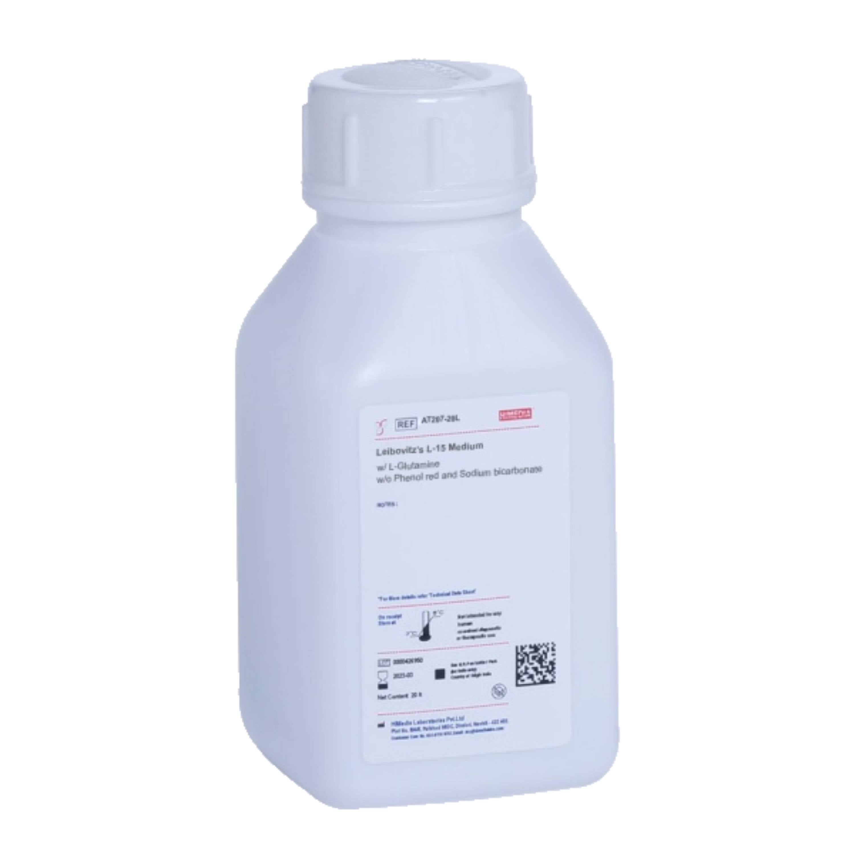 HIMEDIA Leibovitz’s L-15 Medium w/ L-Glutamine w/o Phenol Red and Sodium Bicarbonate 10X1L, 20L, 5L
